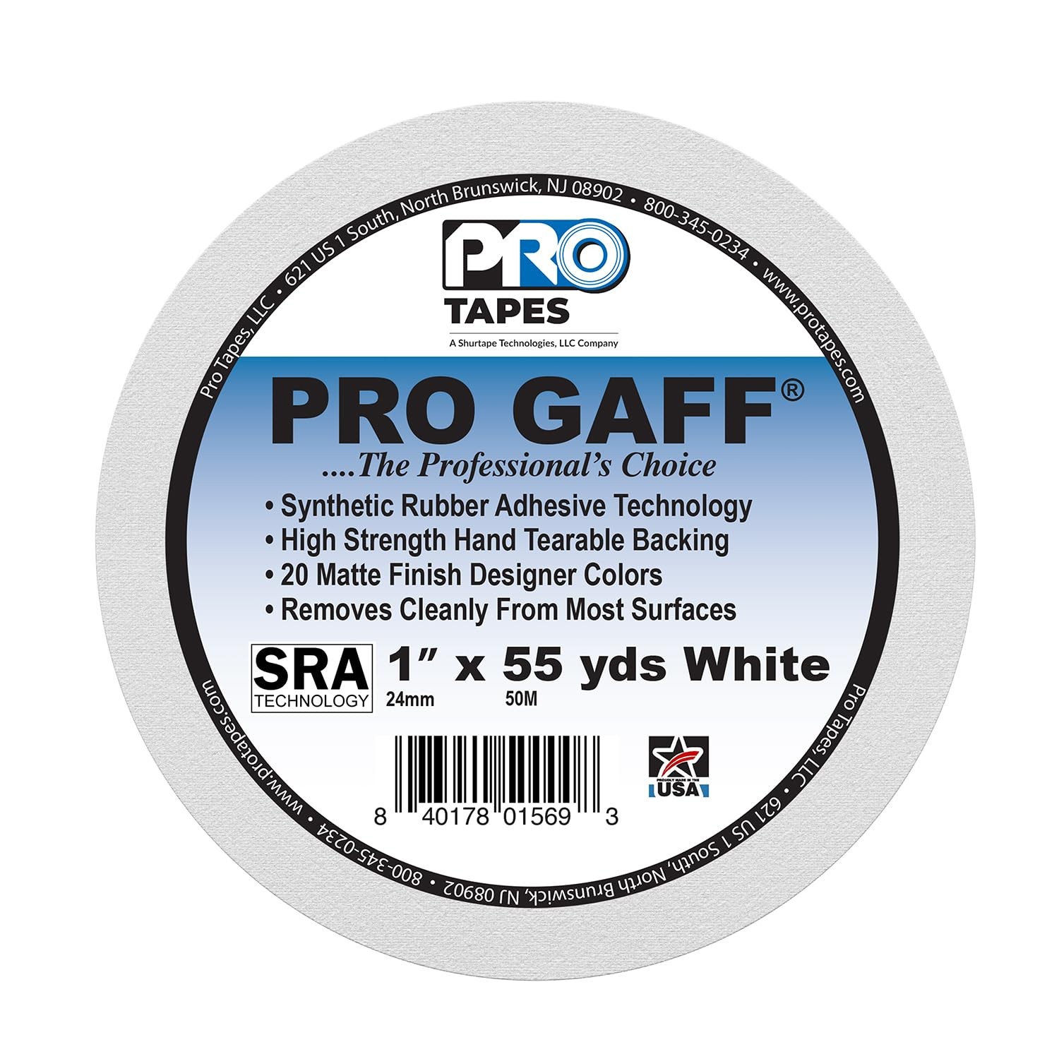 1″ Width ProTapes Pro Gaff Premium Matte Cloth Gaffer’s Tape With Rubber