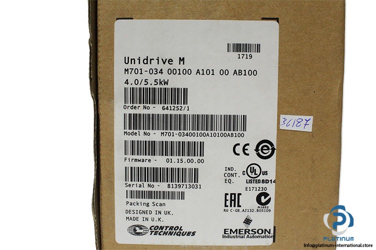 EMERSON M701-034 00100 A101 00 AB100 SERVO MOTOR DRIVE_Unidrive M701_380 to 480V
