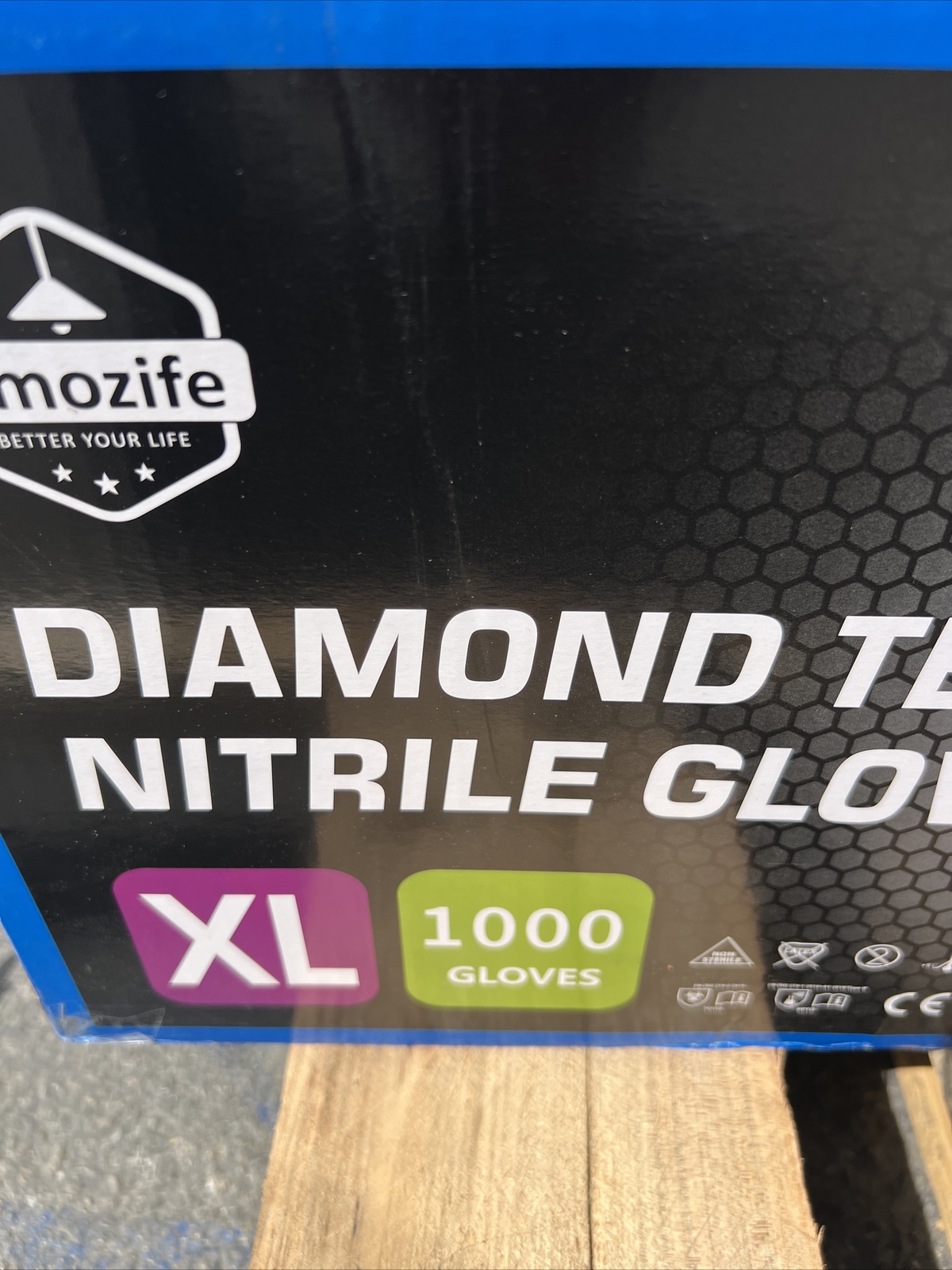 Heavy Duty Black Industrial Nitrile Gloves with Raised Diamond Texture, 1000pcs.