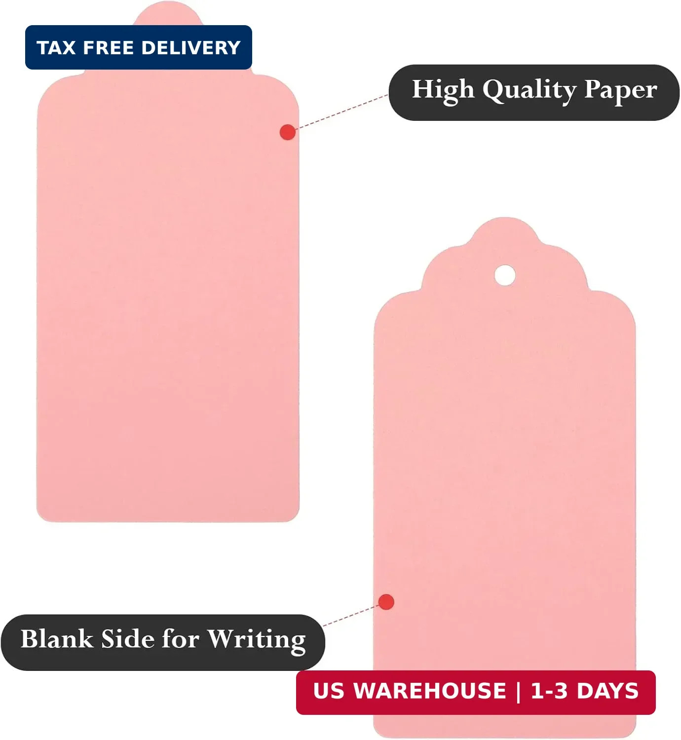 jijAcraft 100pcs Blank Paper Gift Tags with String, 4’x 2′ Pink Rectangle Craft