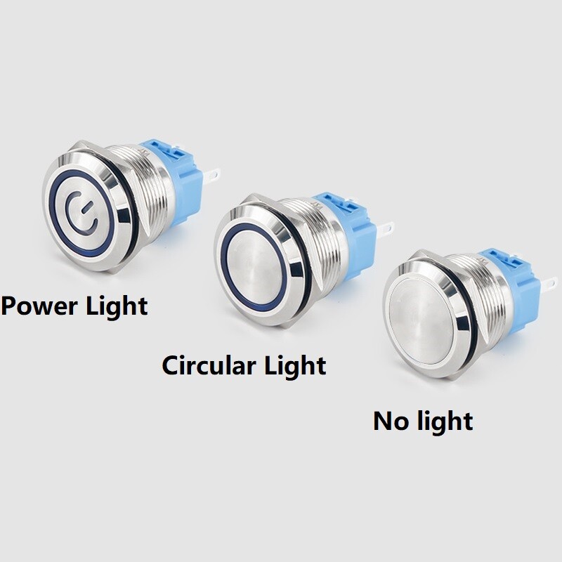 12/16/19/22mm Waterproof Momentary / Latching LED Push Button Switch Metal 3~24V