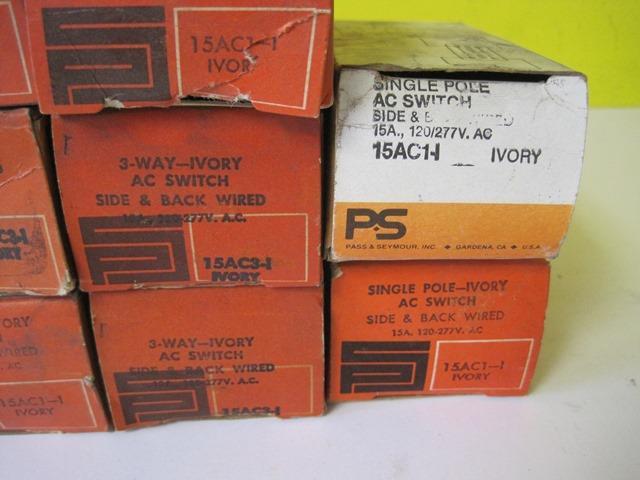 LOT OF14 3-WAY IVORY AC SWITCH 15AC3-I SID AND BACK WIRED 15A 120-277V NEW NOS