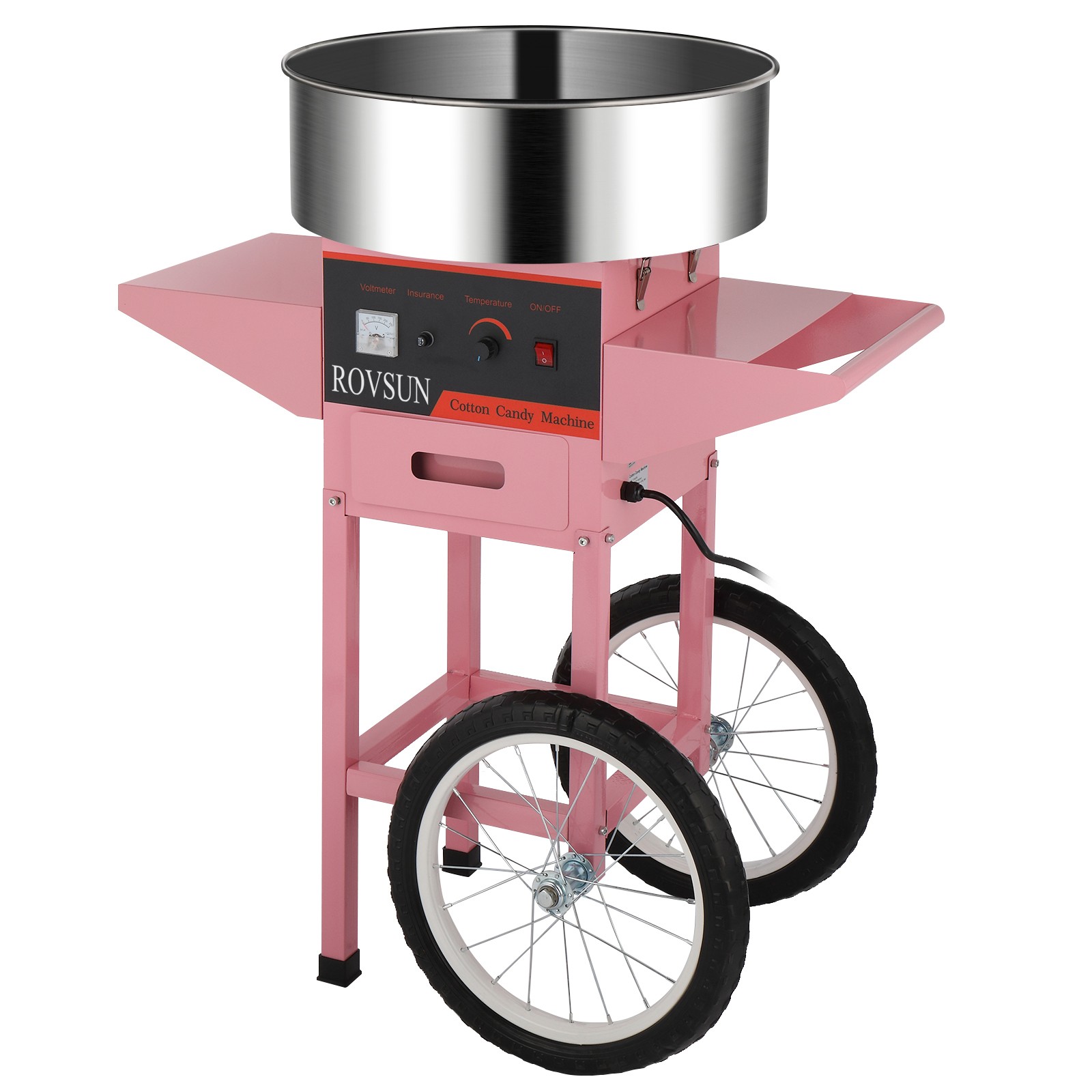 ROVSUN 20″ Commercial Cotton Candy Machine w/Cart Stainless Steel Floss Maker