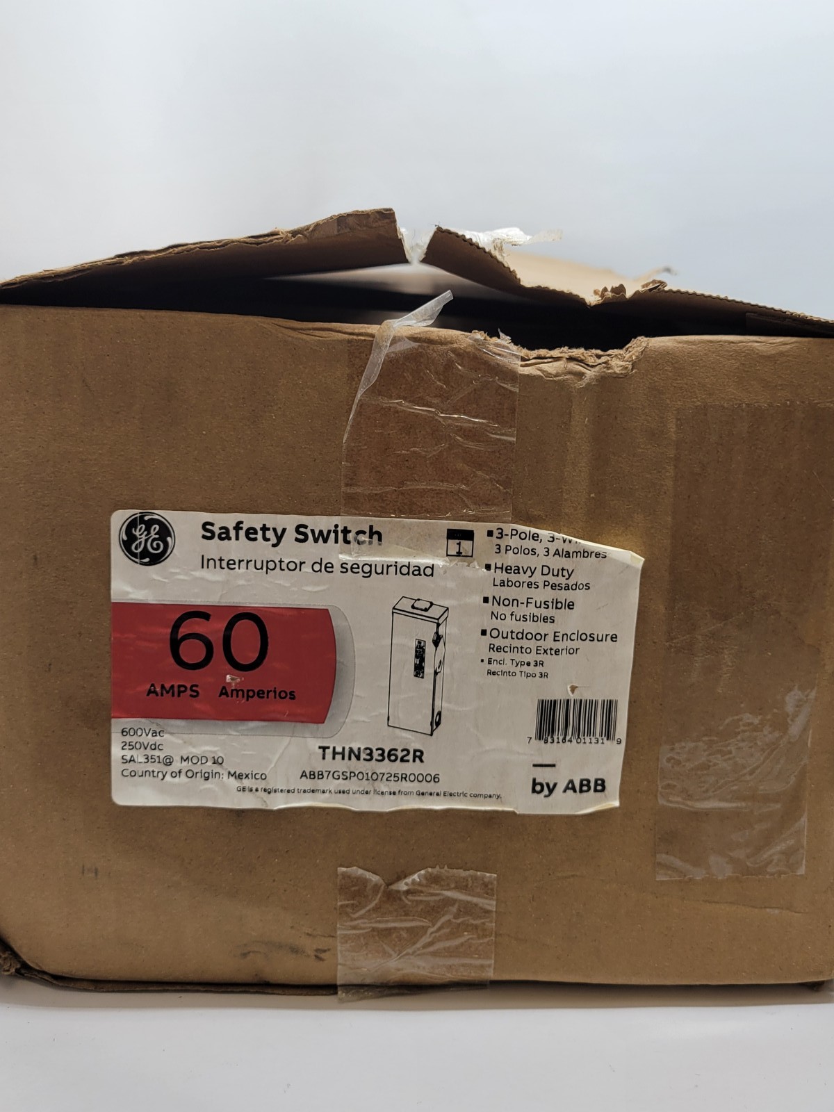 General Electric THN3362R Non-Fusible Heavy Duty Safety Switch 60A 3P 3W 600V