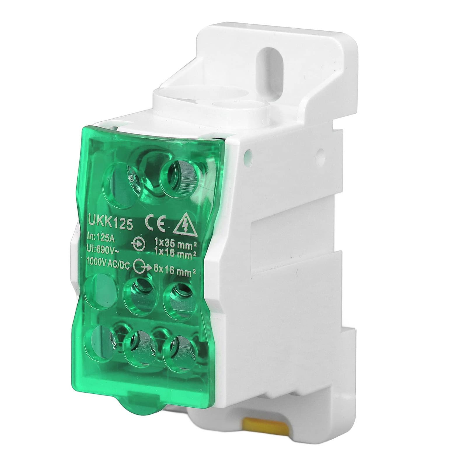 Ukk125 Din Rail Distribution Box Rise Card Slot C45 690V 125A Green Box