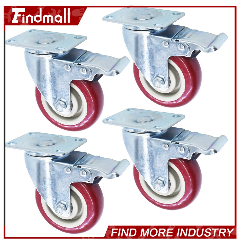 Findmall 4 Pack 4″ Heavy Duty Caster Set Wheels 360° Swivel & Brake Casters