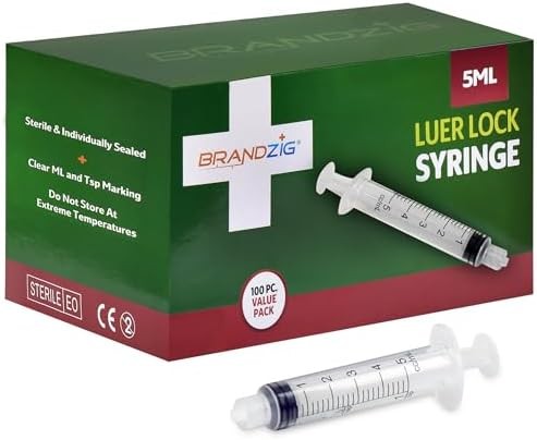 5ml syringe luer lock (No Needle) – Sterile, Individually Wrapped – 100 Pack – f