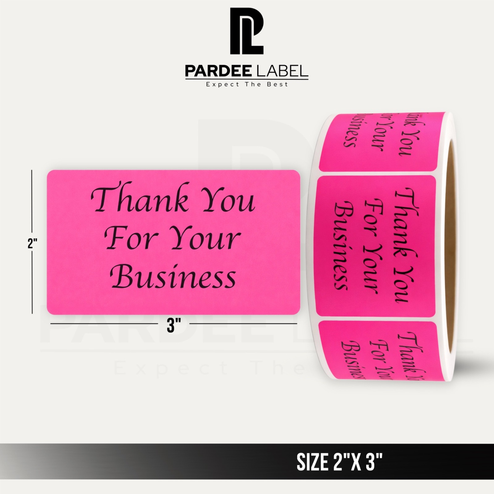 Thank You For Your Business Stickers Neon Pink 2×3” – 250 Labels Roll