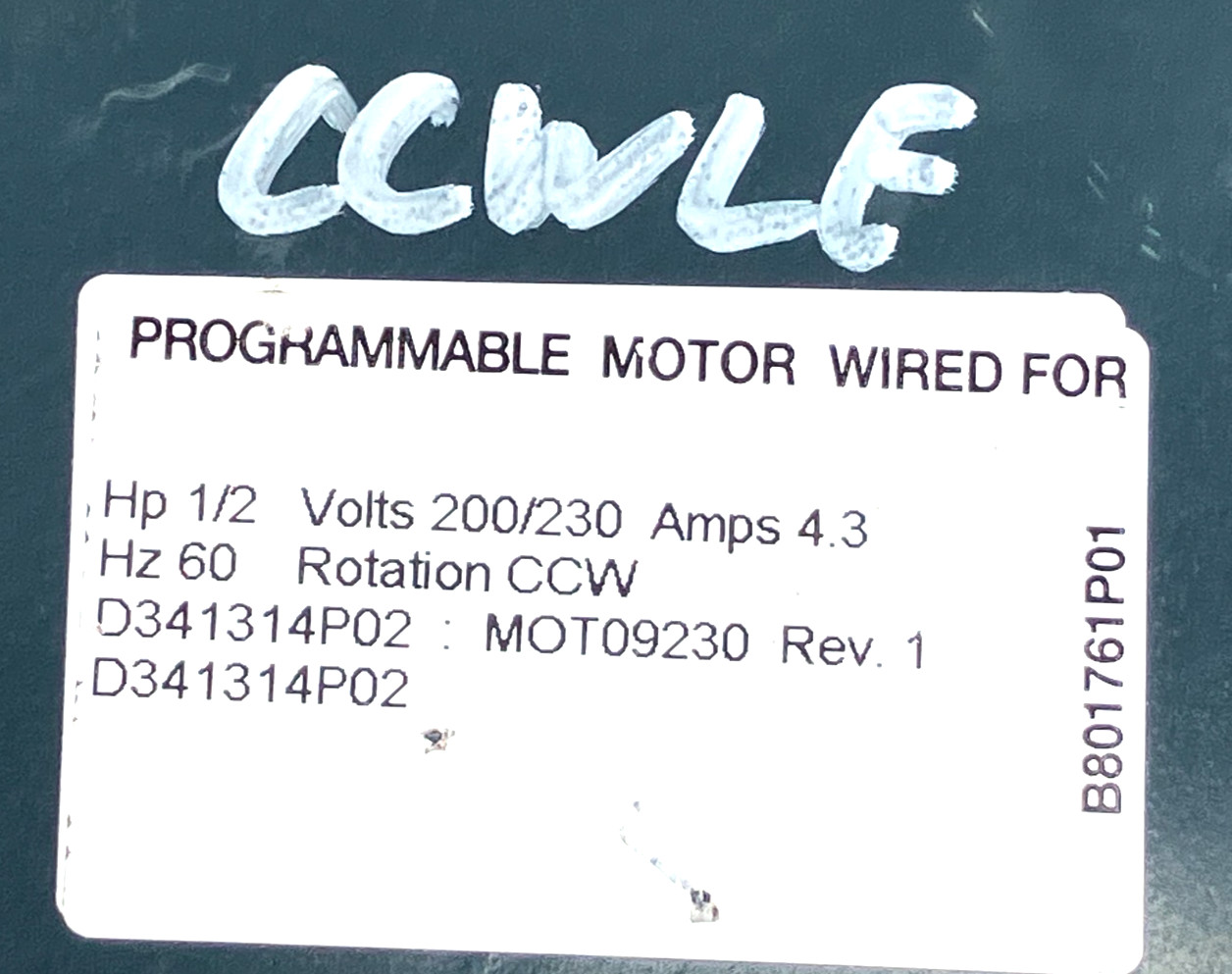 GE ECM2.3 CN03 Wired for D341314P02 MOT09230 1/2HP 200/230V CCWLE used #J312