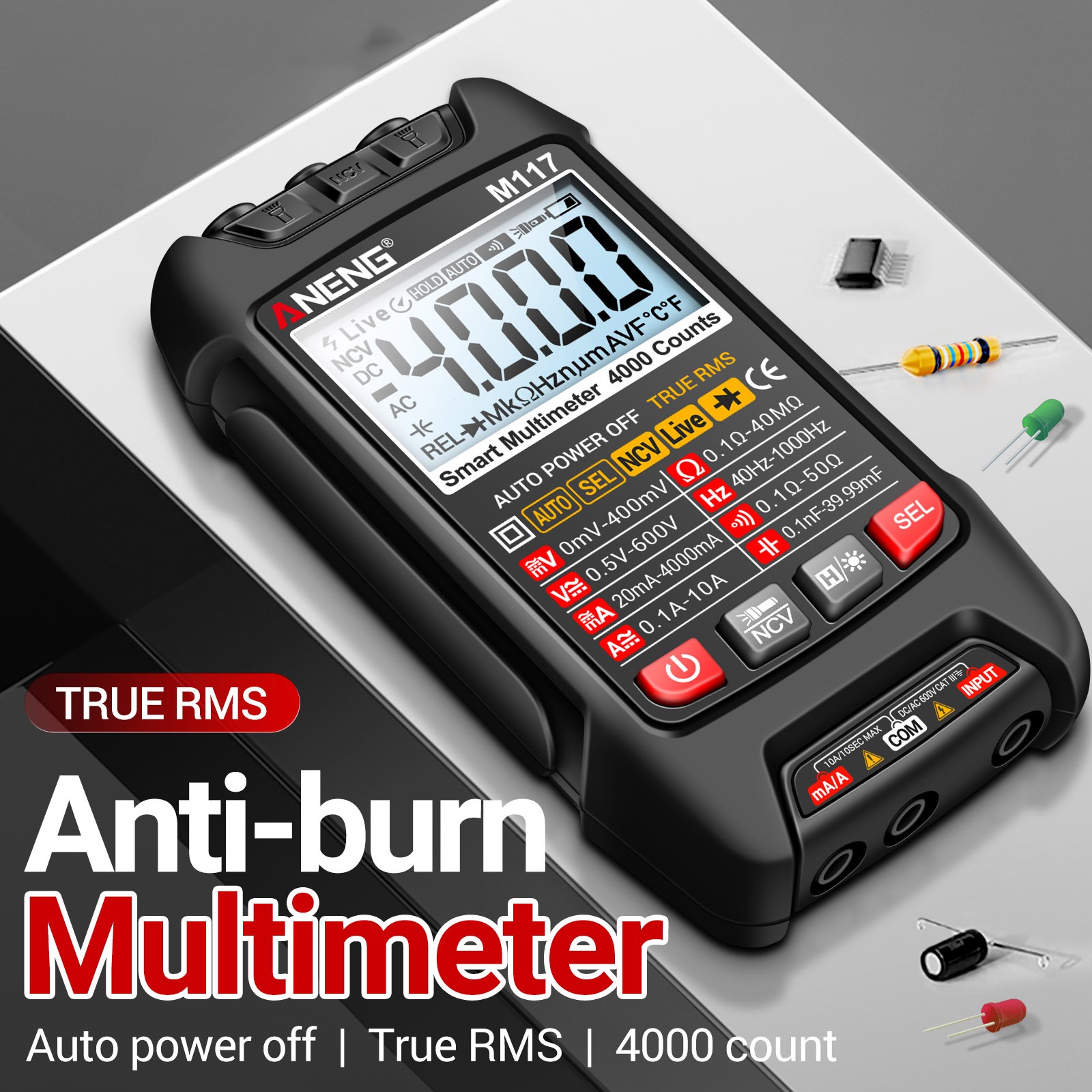 M117 Multimeter Smart Digital 4000 Counts AC/DC Voltage Current CKPM