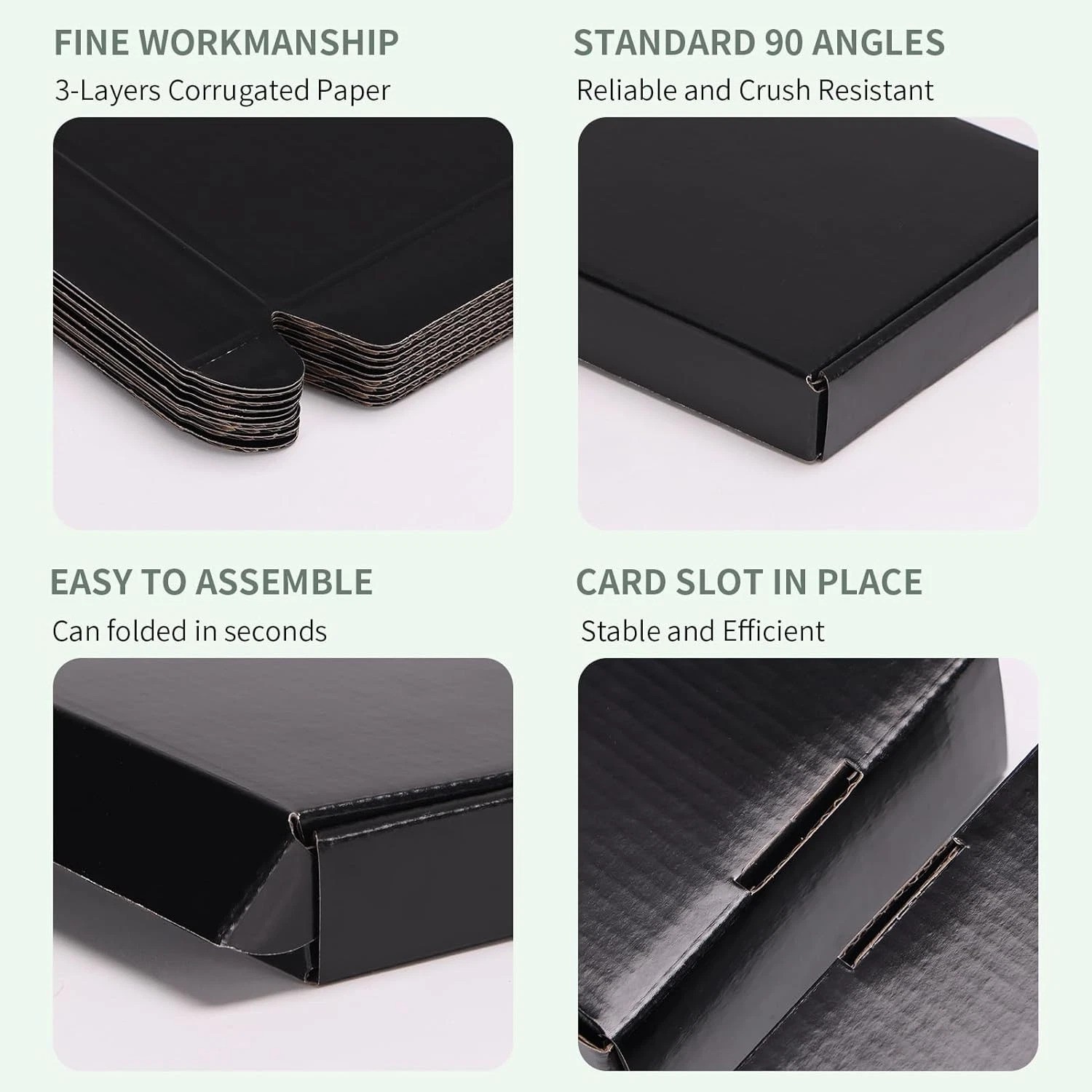 6 Pack Black Shipping Boxes, 7x5x2 Inch Durable Cardboard Mailers for Business