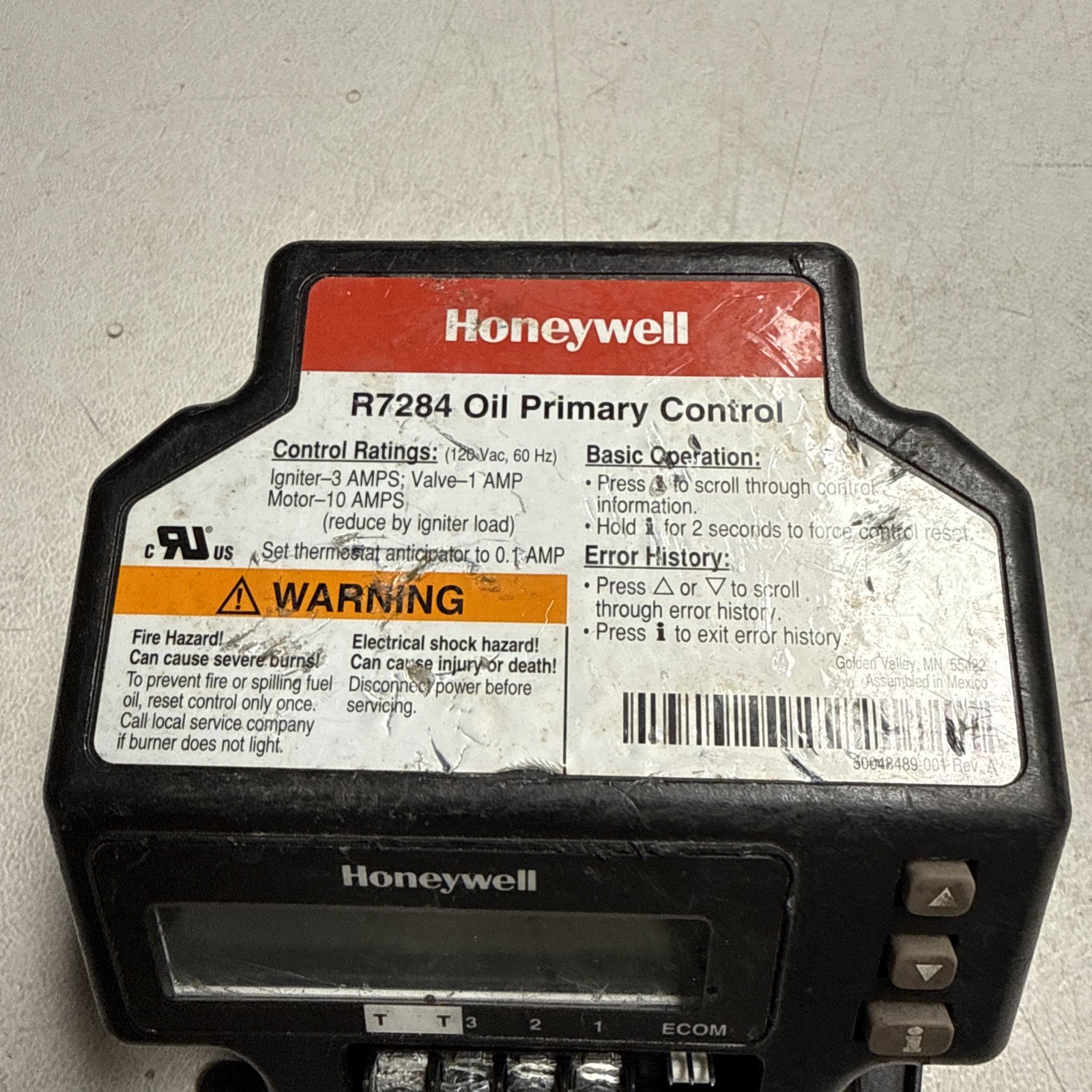 Honeywell R7284 Oil Primary Control System R7284B1024