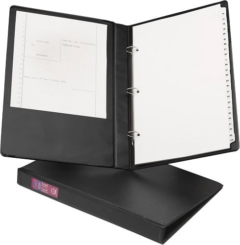 8.5x14in Legal-Size Durable Binders w/Round Rings 1in Black – 1EA