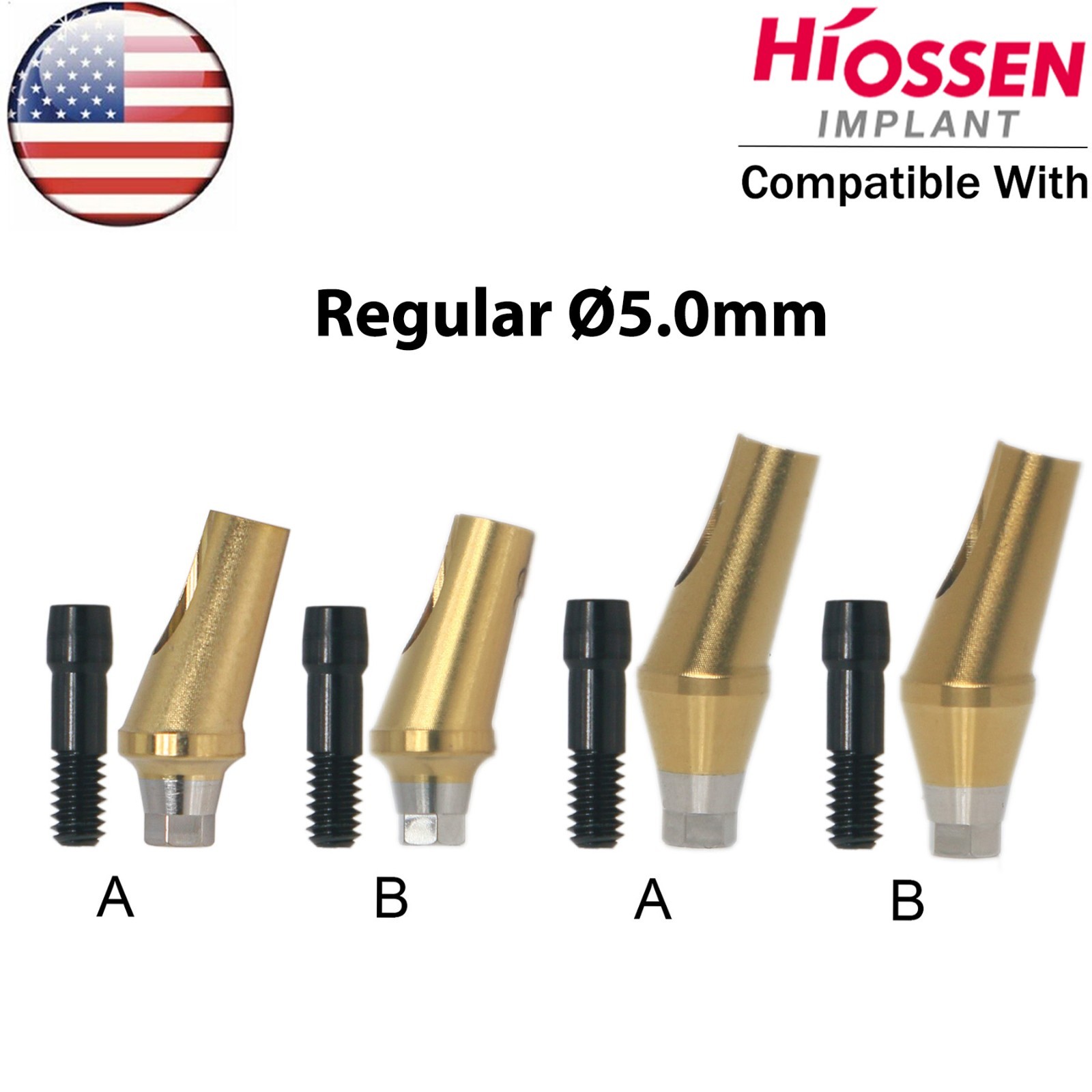 US Dental 17° Angled Anatomic Abutment Regular Ø4.5/5.0mm Fit Hiossen Osstem TS