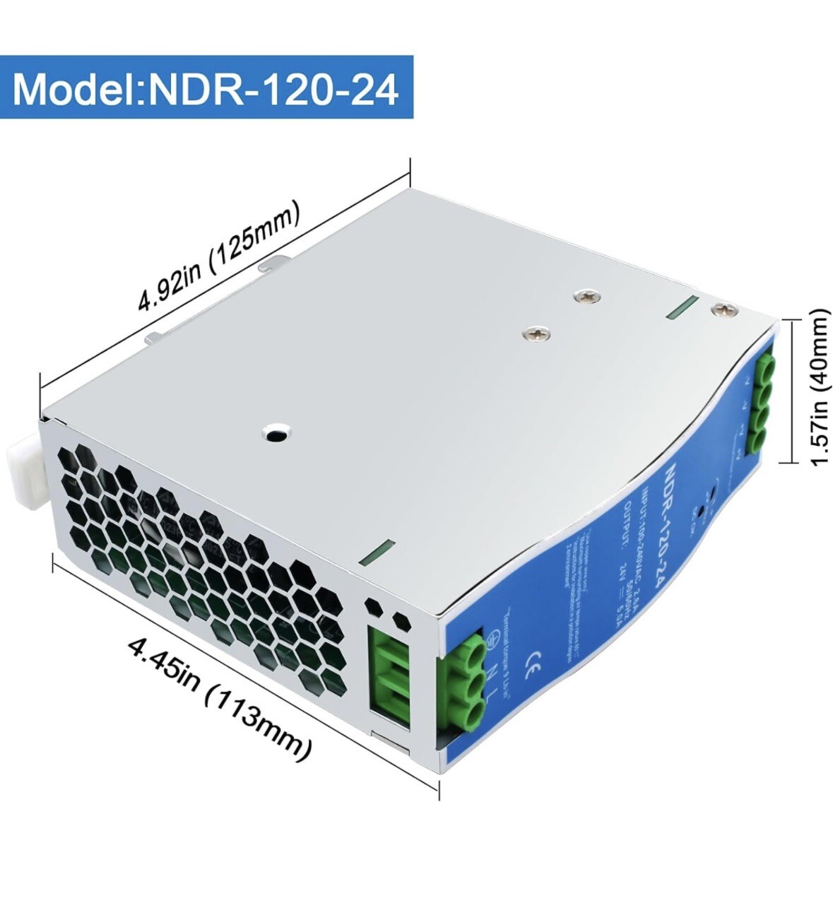 NEW Industrial DIN Rail Power Supply NDR-120-24 ouput 24 Volt 5 Amp 240 Watt