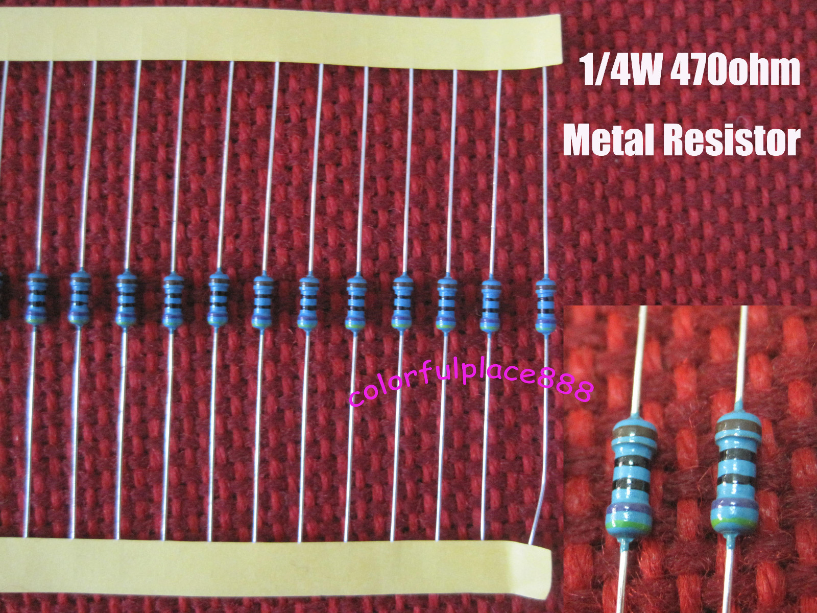 200pcs, 1/4W 0.25W 470 Ohm Metal Film 1% tolerance Resistors Ideal for 12V LEDs