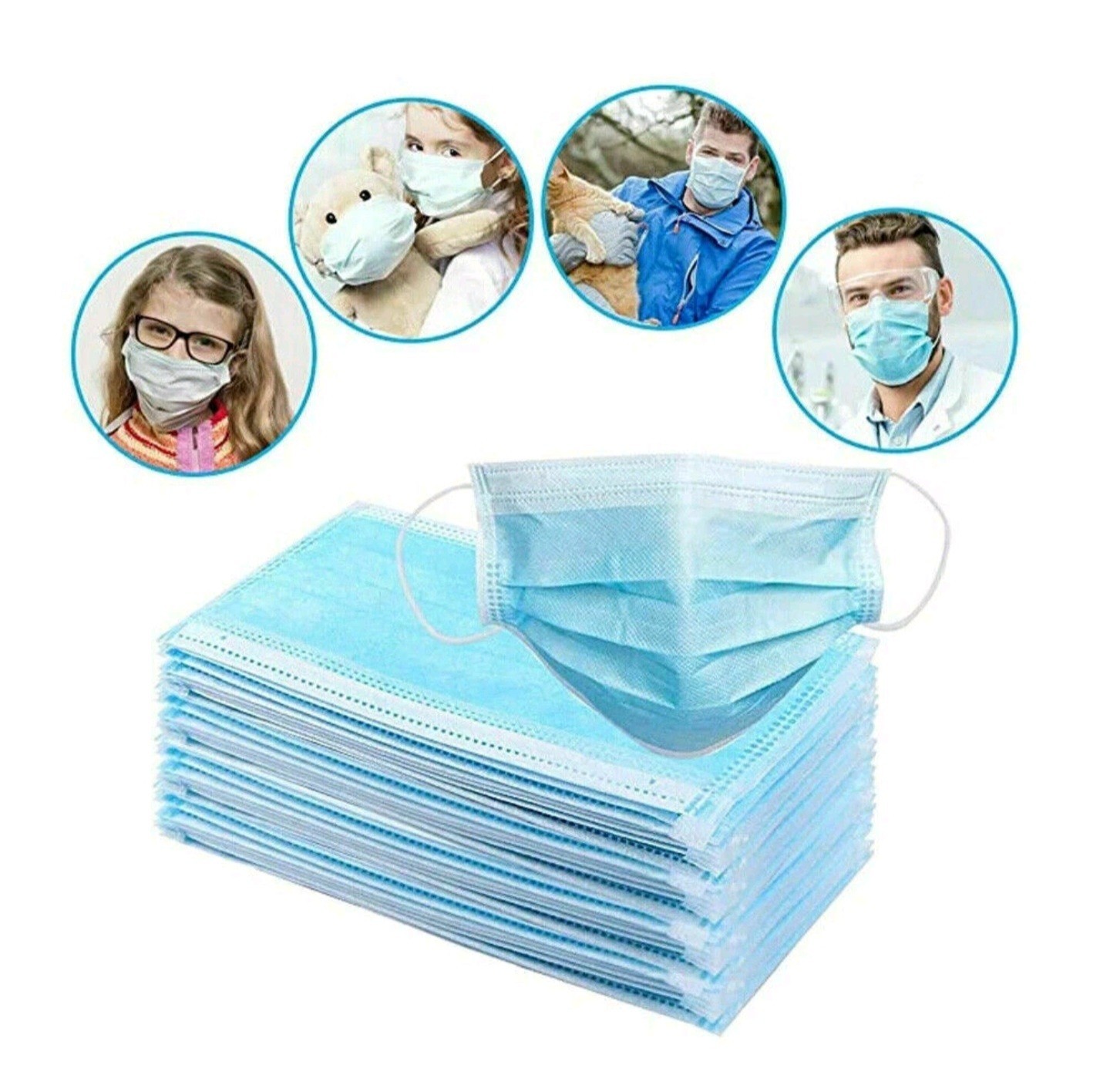 50 PCS Disposable Face Mask 3-Ply Non Medical Surgical Earloop Mouth Dust Cover