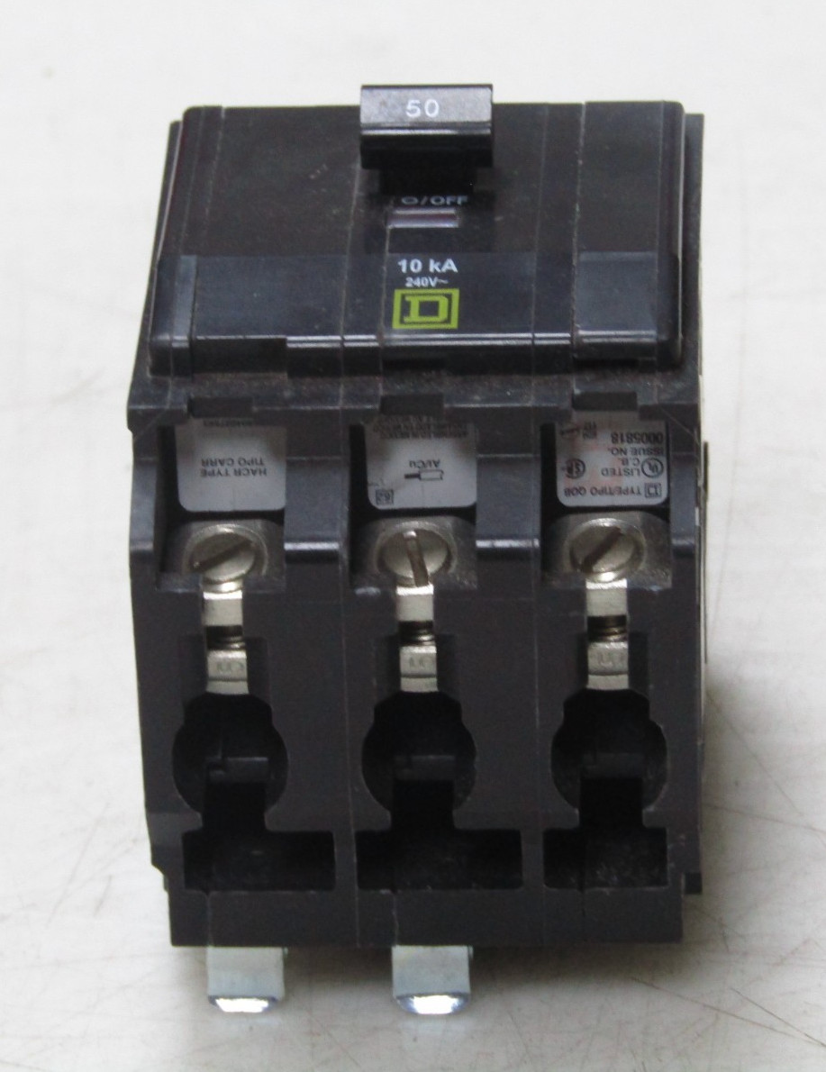 🙌 NEW SQUARE D 50 AMP CIRCUIT BREAKER 240 VAC 3 POLE QOB350