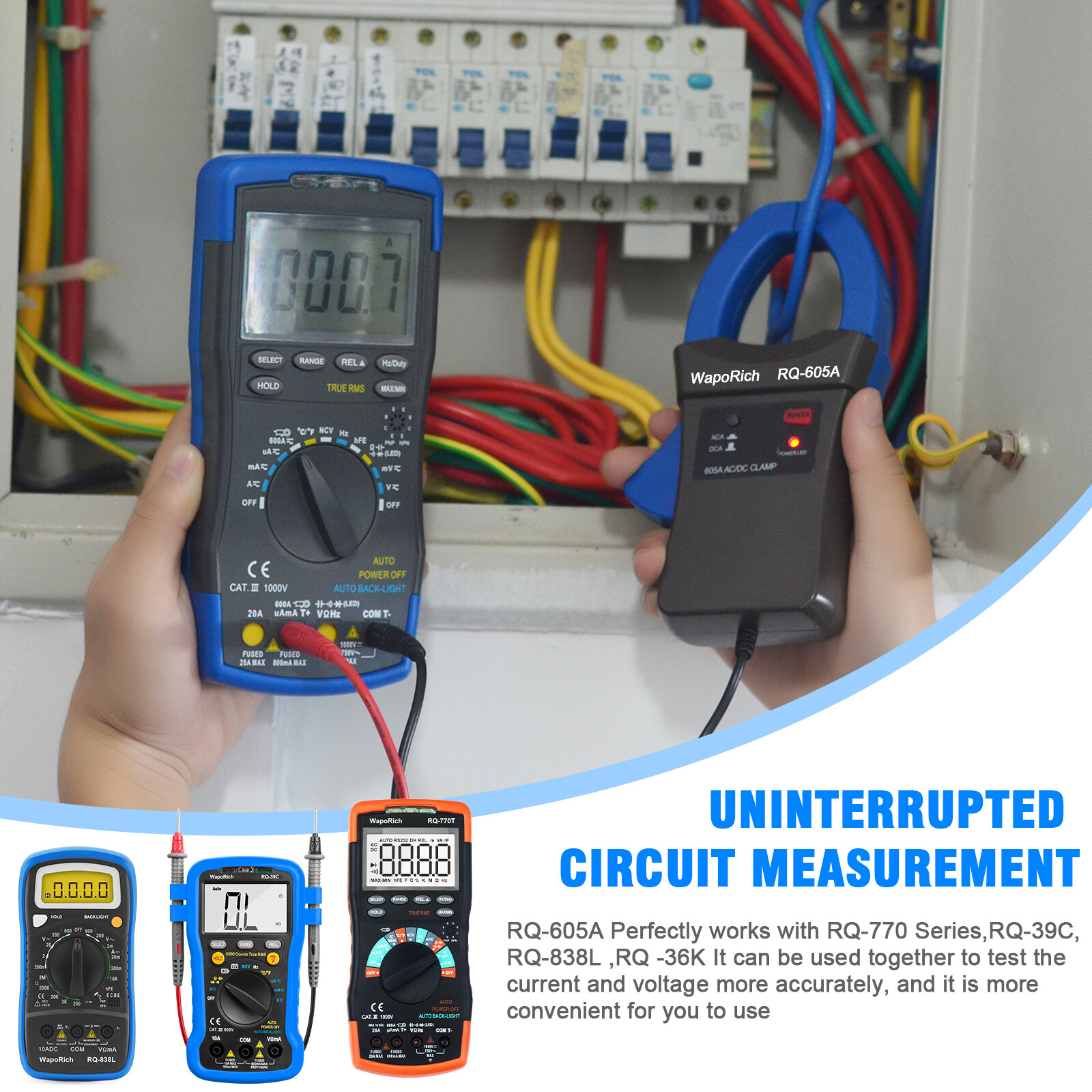HoldPeak Current Clamp Adapter Oscilloscope Multimeter Meter AC/DC 600A Clamp-on