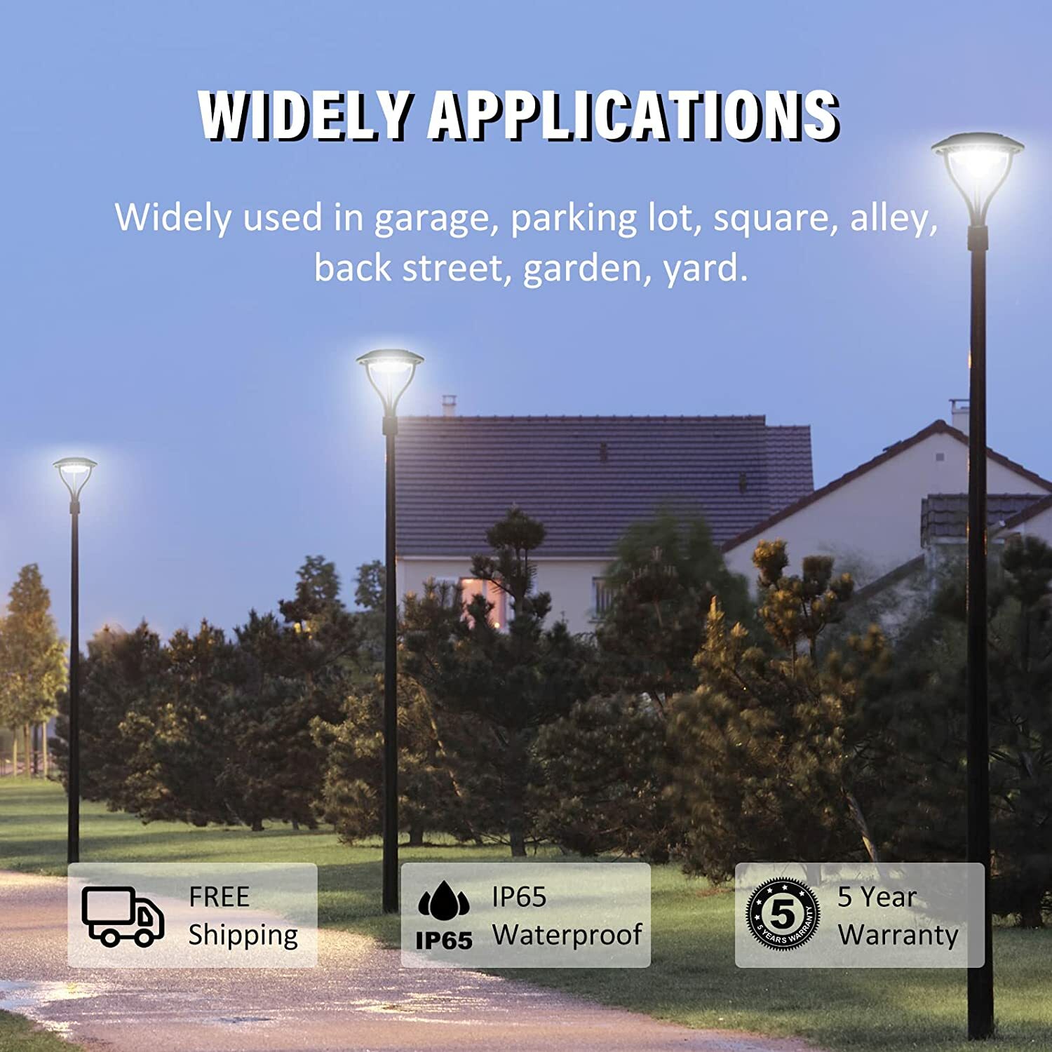 LED Post Top Pole Lights 150W Outdoor Pathway Area Light Garden Yard Lamp IP65