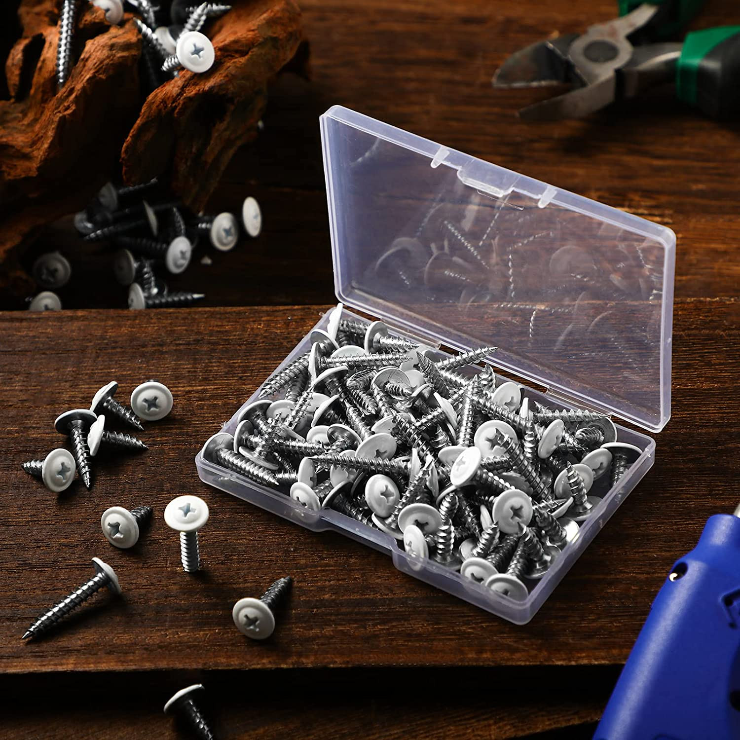 #8 White Wood & Sheet Metal Screws Truss Head Fasteners (120)n