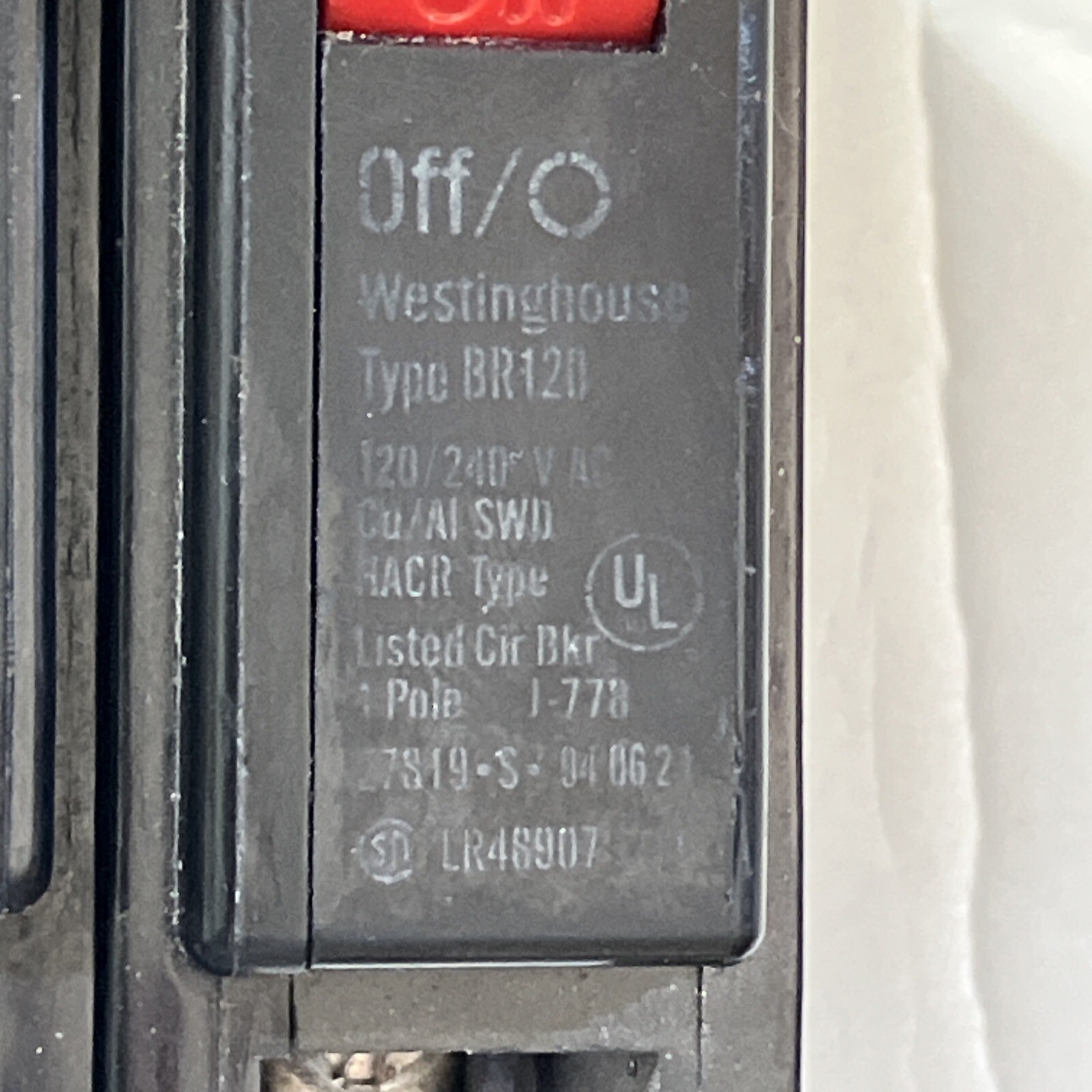 BRYANT WESTINGHOUSE BR120 C120 1 Pole 20 Amp Circuit Breaker – Red Handle