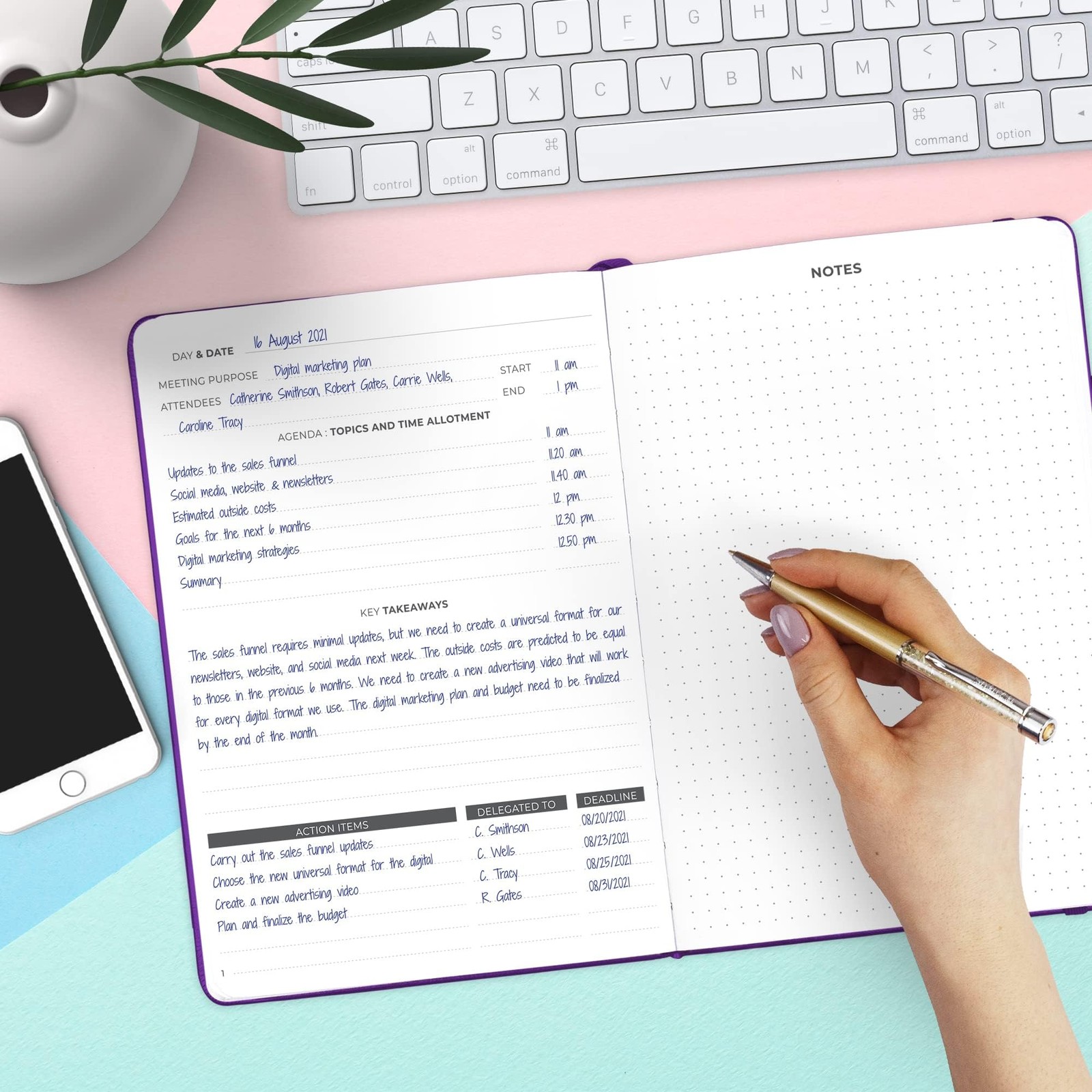 Clever Fox Meeting Notebook – Work & Business A5 (5.8» x 8.3»), Purple