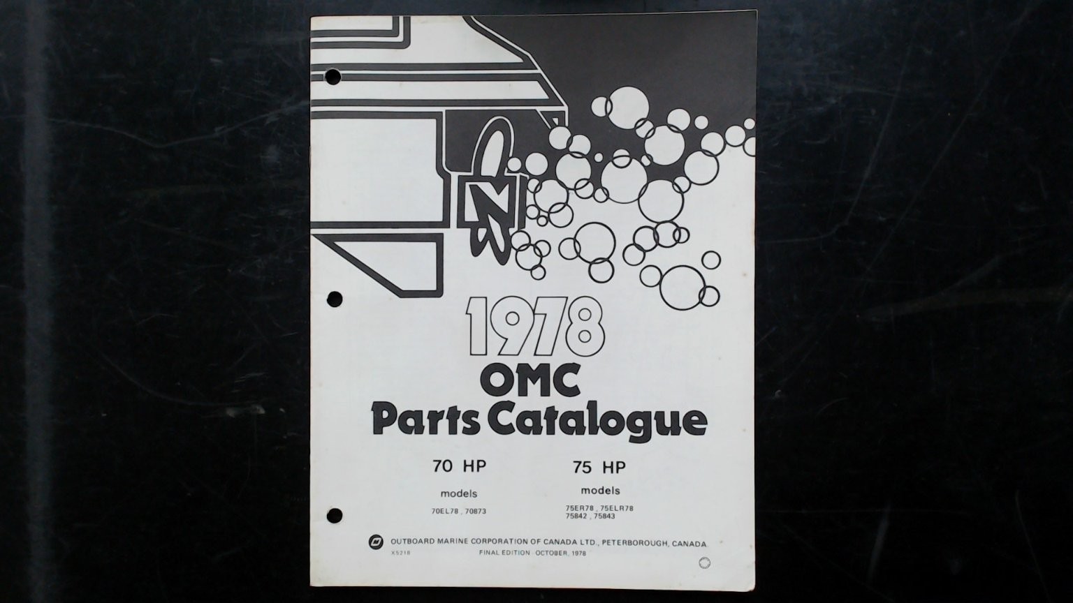 OMC 1978 Parts Catalogue 70 75 HP Models Final Edition Canada