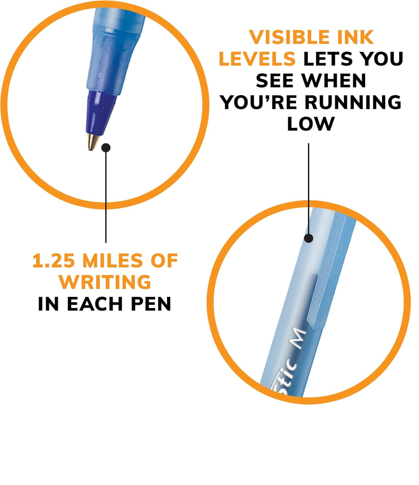 BIC Round Stic Xtra Life Blue Ballpoint Pens, Medium Point (1.0mm) 10-Count Pack