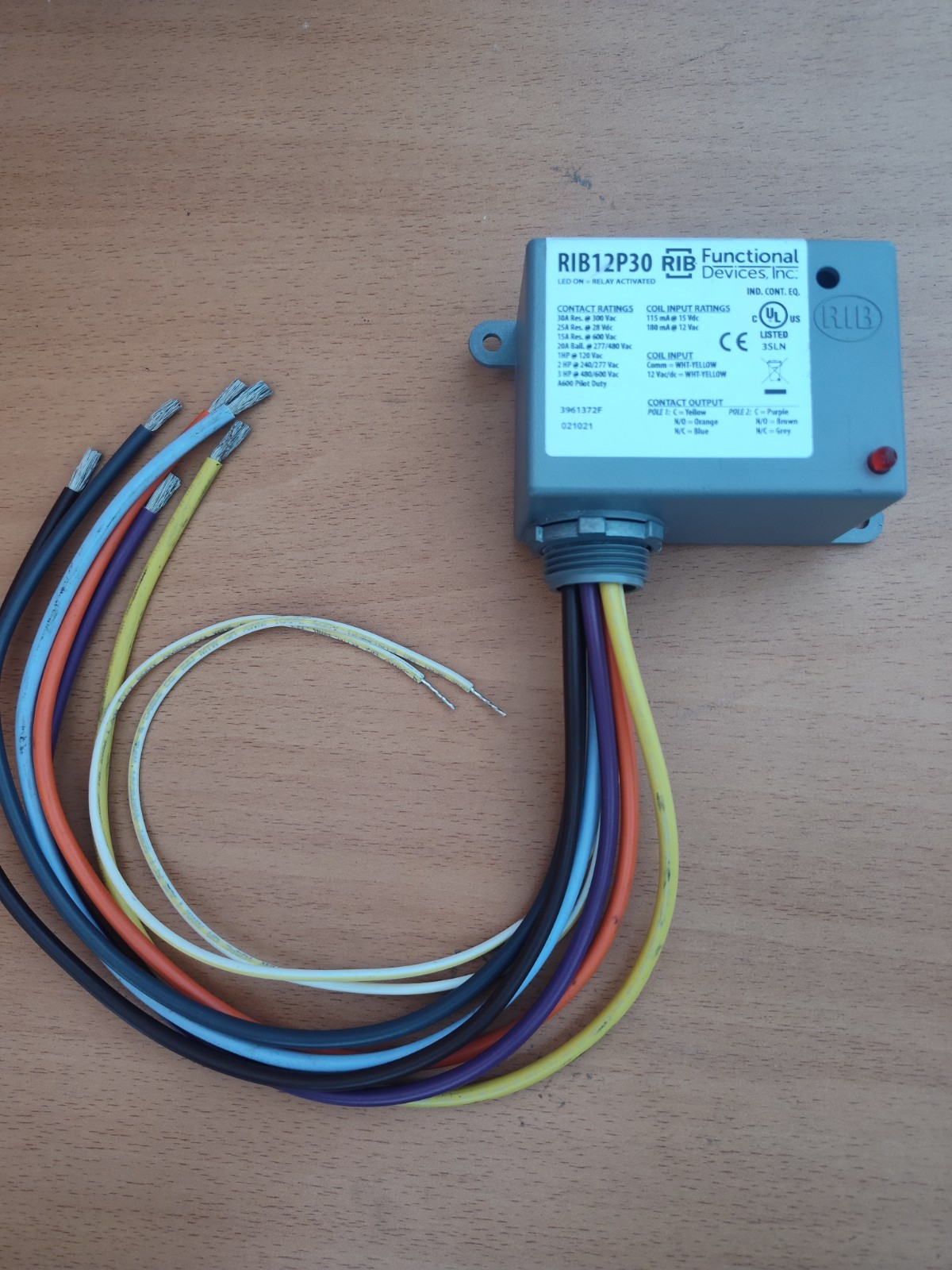 3 lot of Functional Devices RIB12P30 Enclosed Relay 30A DPDT 12Vac/dc