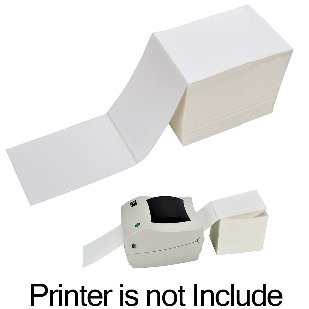1000 Fanfold 4×6 Direct Thermal Shipping Labels Perforated for Zebra and Rollo