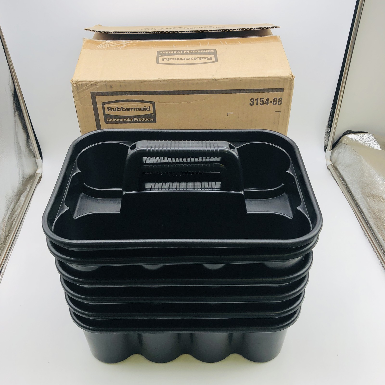 Rubbermaid FG315488BLA Carry Caddy Food Delivery Cleaning Water Bottles Blck 6pk