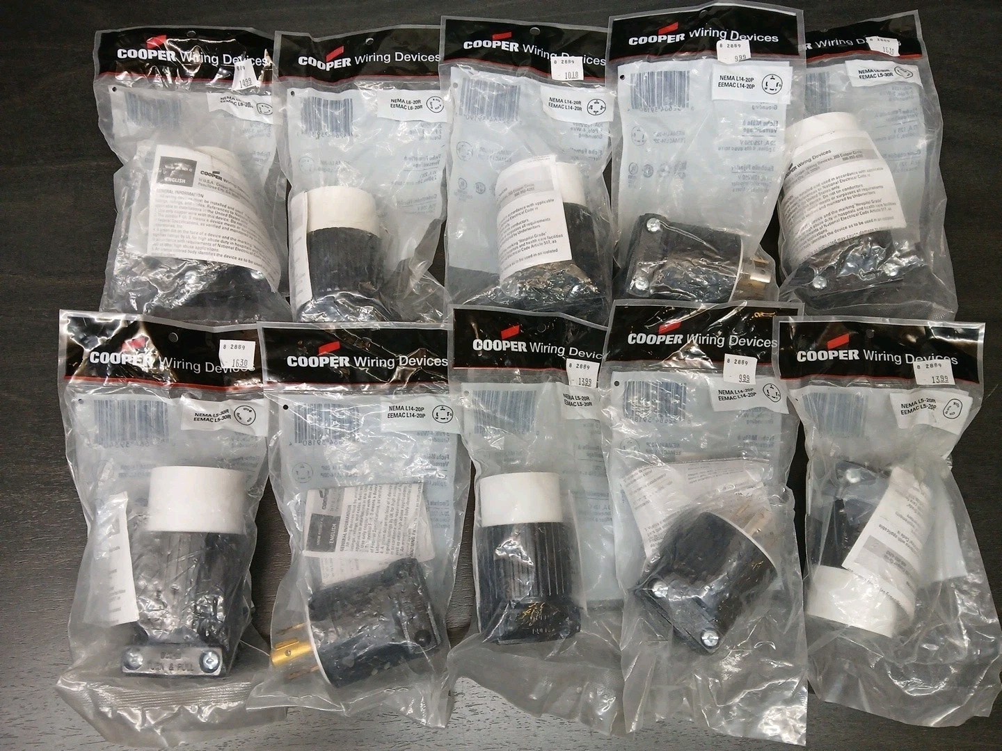 Lot of 10 NEMA L14-20P 20 Amp 125V 250V Locking Male Ground Plug Generator Cord