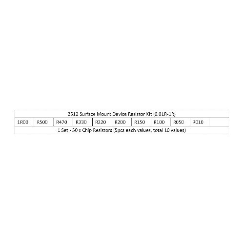 Surface Mount Device Resistor Kit 50Pcs 0.01R-1R Ohm 10 Values 1 Tolerance 1W