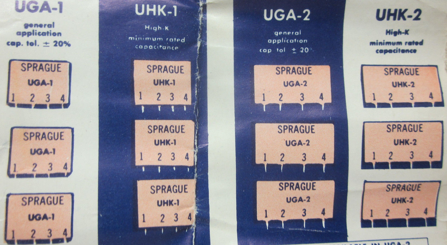 PEC Sprague UHK-1 Capacitor 7 Various Values 4 Pin 0.001 To 0.004uF Vintage