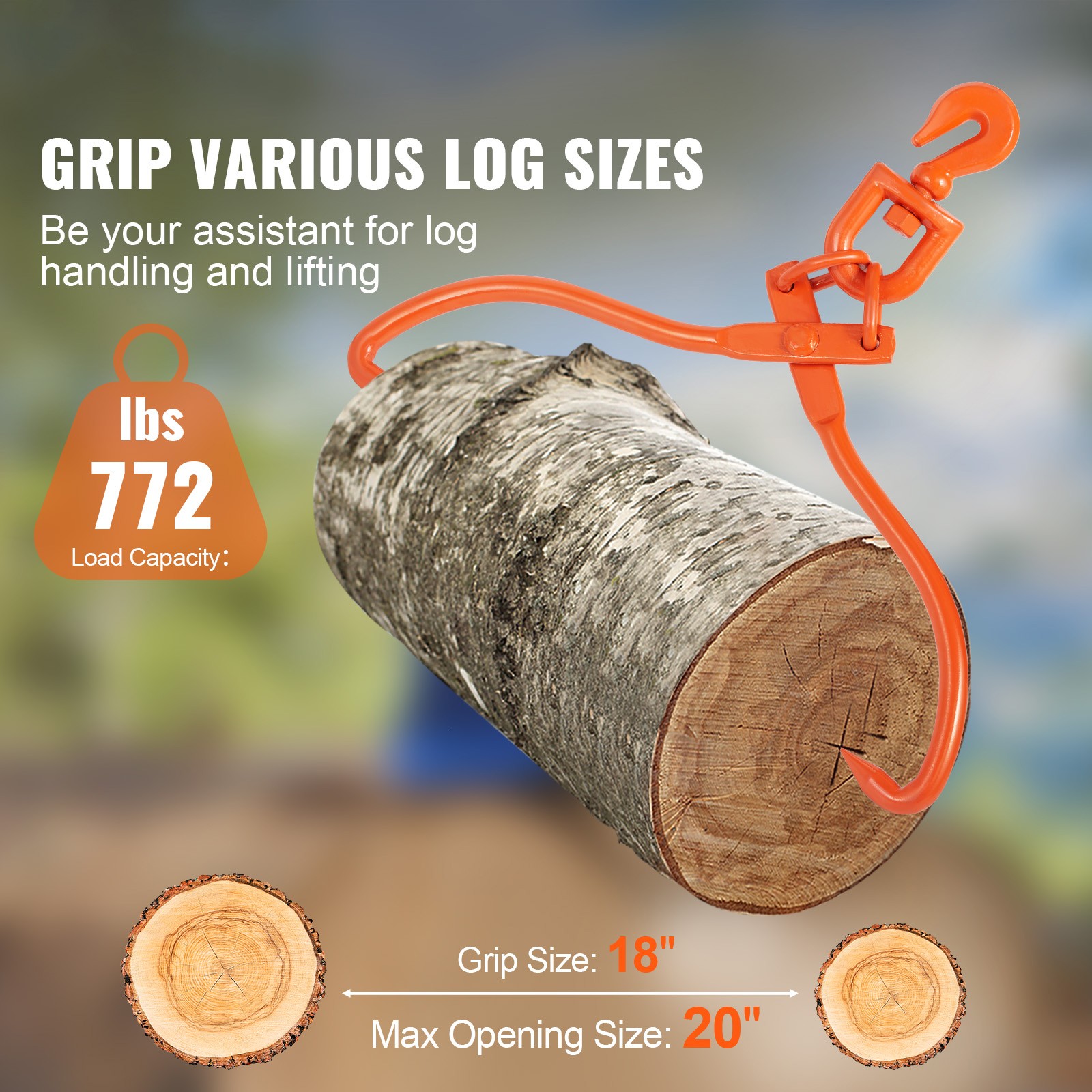 Uimoso 18-Inch Log Skidding Tongs with Rotating Claws for Heavy-Duty Lifting