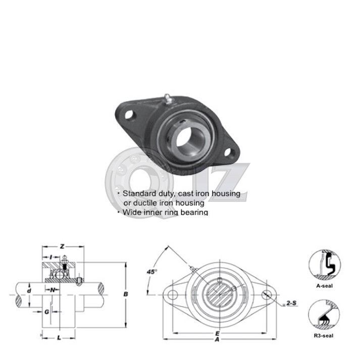 1.625 in 2-Bolts Flange Cast Iron UCFT209-26 Mounted Bearing UC209-26+FT209