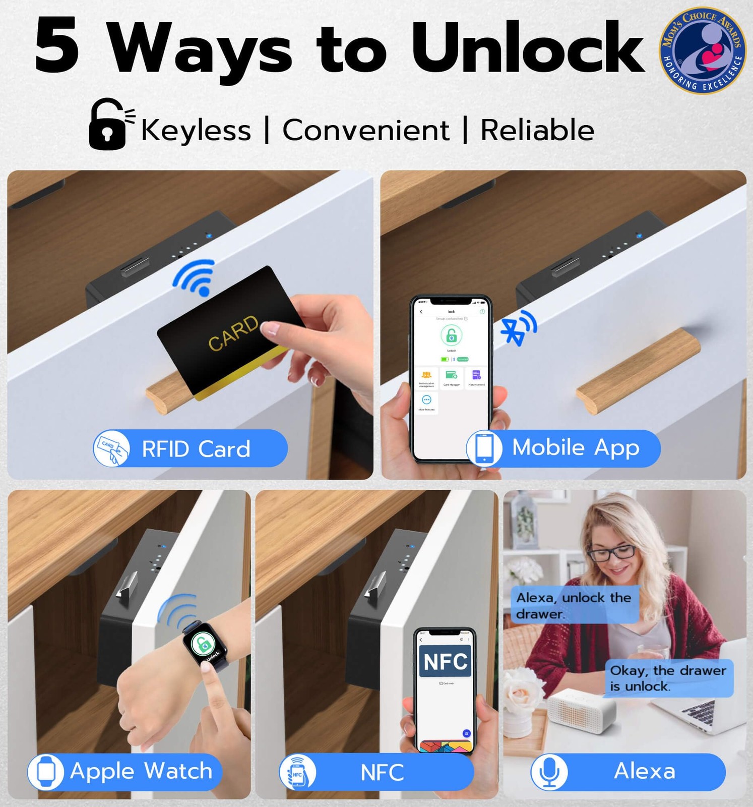 Smart Cabinet Lock, Hidden No Drill Adhesive Baby Proofing Child Proof Drawer…