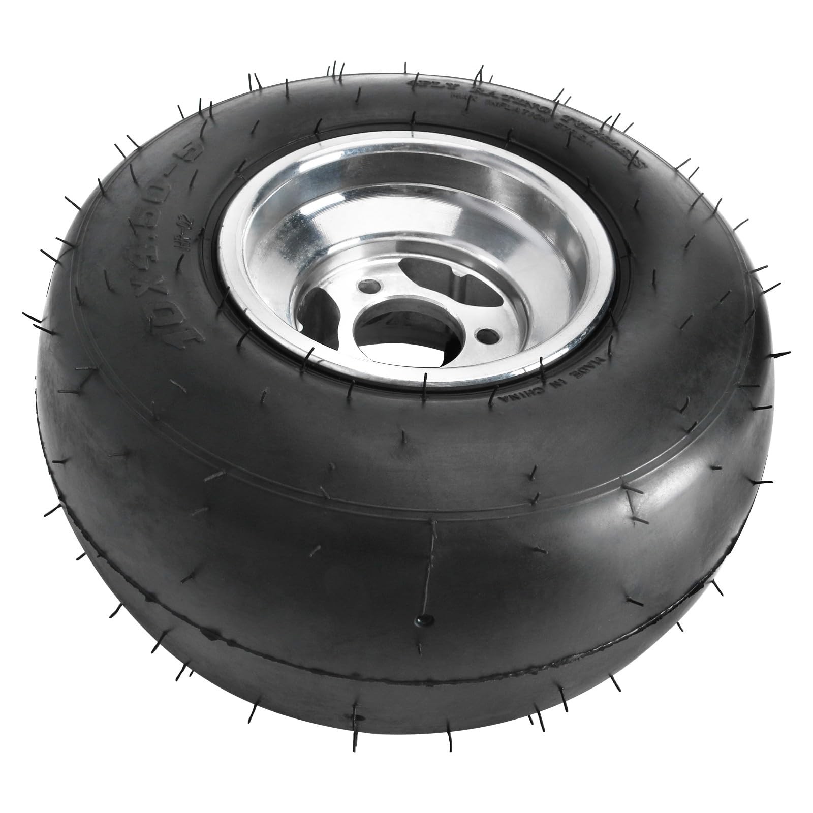 2pcs 10×4.50-5 Go Kart Tires Rims Aluminum Tubeless Smooth Tread 3 Lug 50mm
