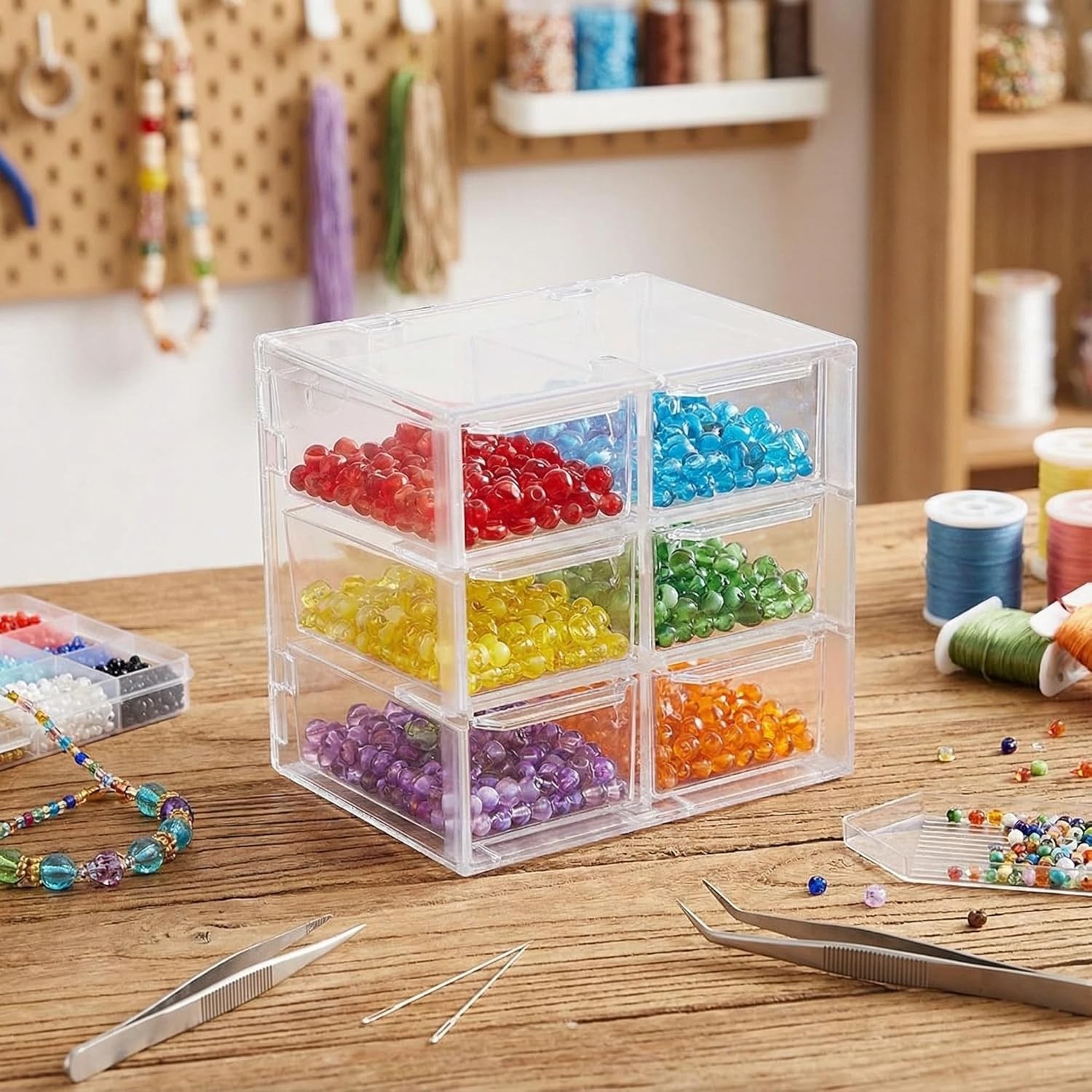 Acrylic Drawer Organizer, Clear Desk Organizer with Drawer, Plastic Stackable…