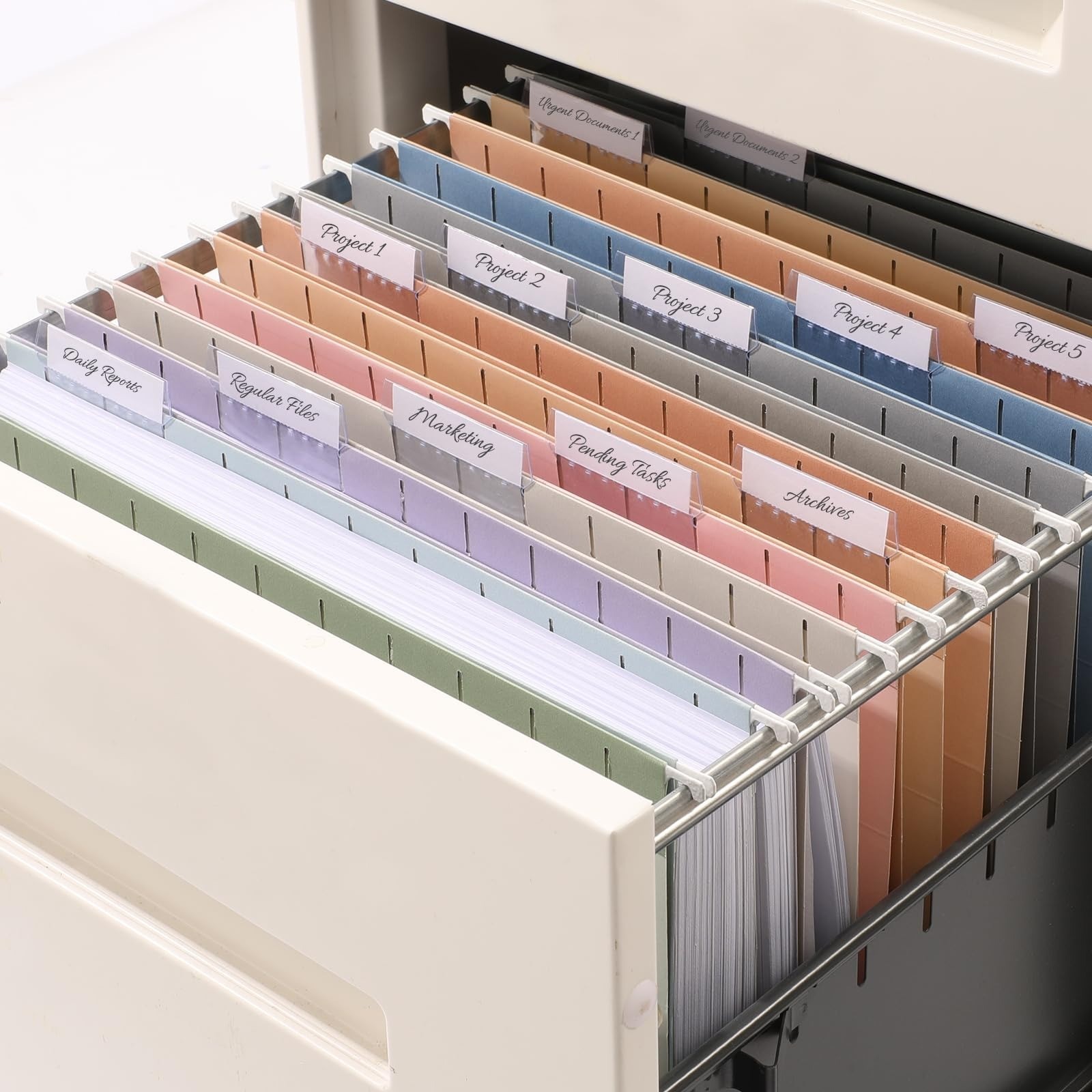 SUNEE Hanging File Folders, 50 Pack Letter Size Hanging File Folders with 1/5-cu