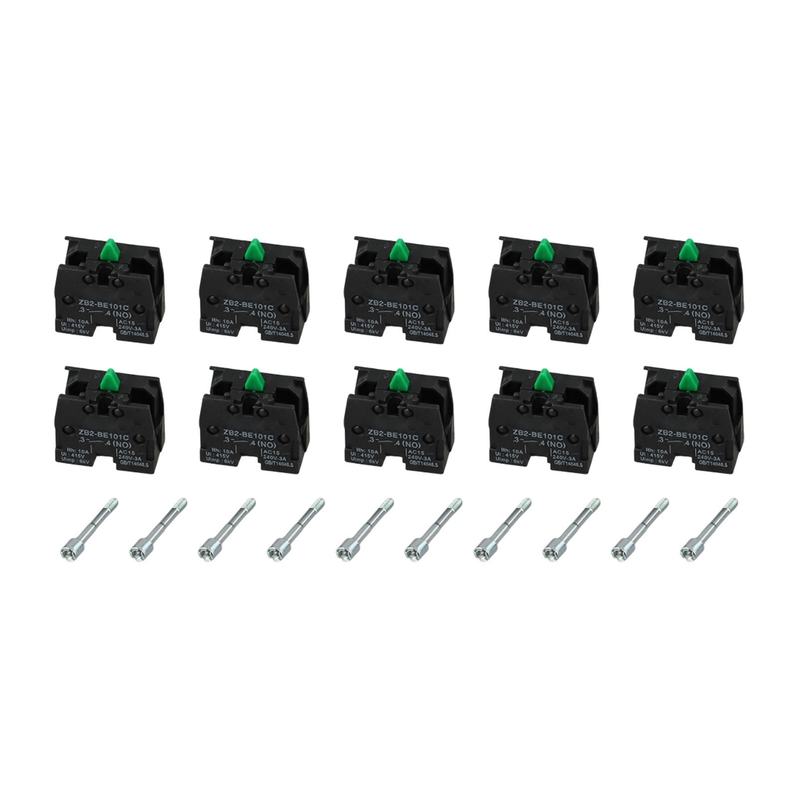 10PCS Push Button Switch Contact Block Snap in 10A 600V for Control Panels