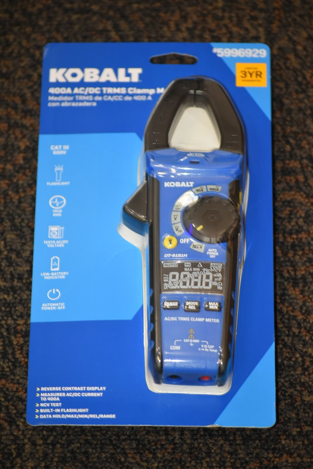 New Kobalt DT-9181H 600V AC/DC Clamp Meter