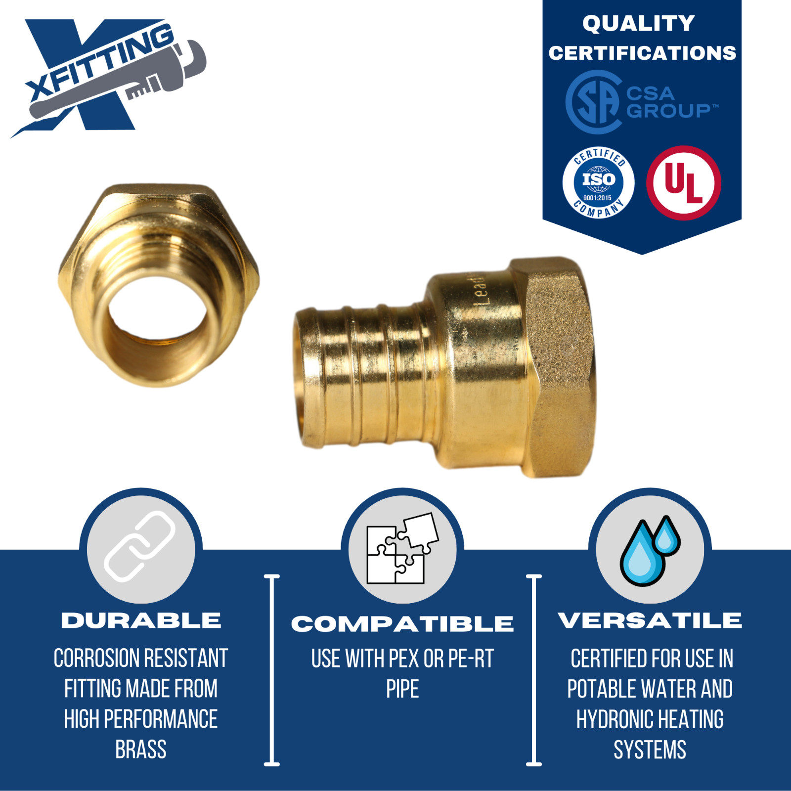 10) 3/4″ PEX X 1/2″ FEMALE NPT THREADED ADAPTER BRASS CRIMP FITTINGS LEAD FREE