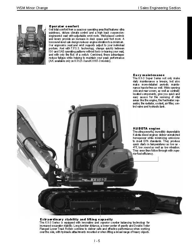 Excavator Tractor Minor Changes Workshop Manual Kub KX91 101 121 161 U35S