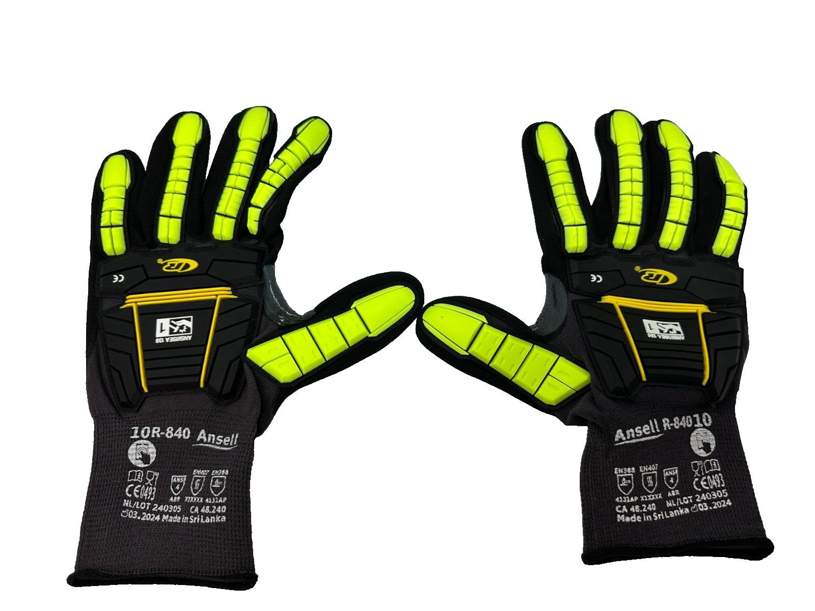 1 Pair of Ansell 10R-840 ANSI/ISEA 138 Gloves, SIZE 10 FAST FREE SHIPPING!