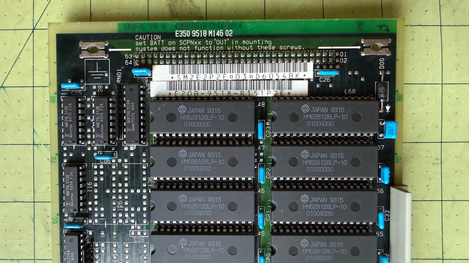 Fujitsu 9600 PBX Memory Card E20B-9518-R151 Circuit Board Vintage Japan PCB