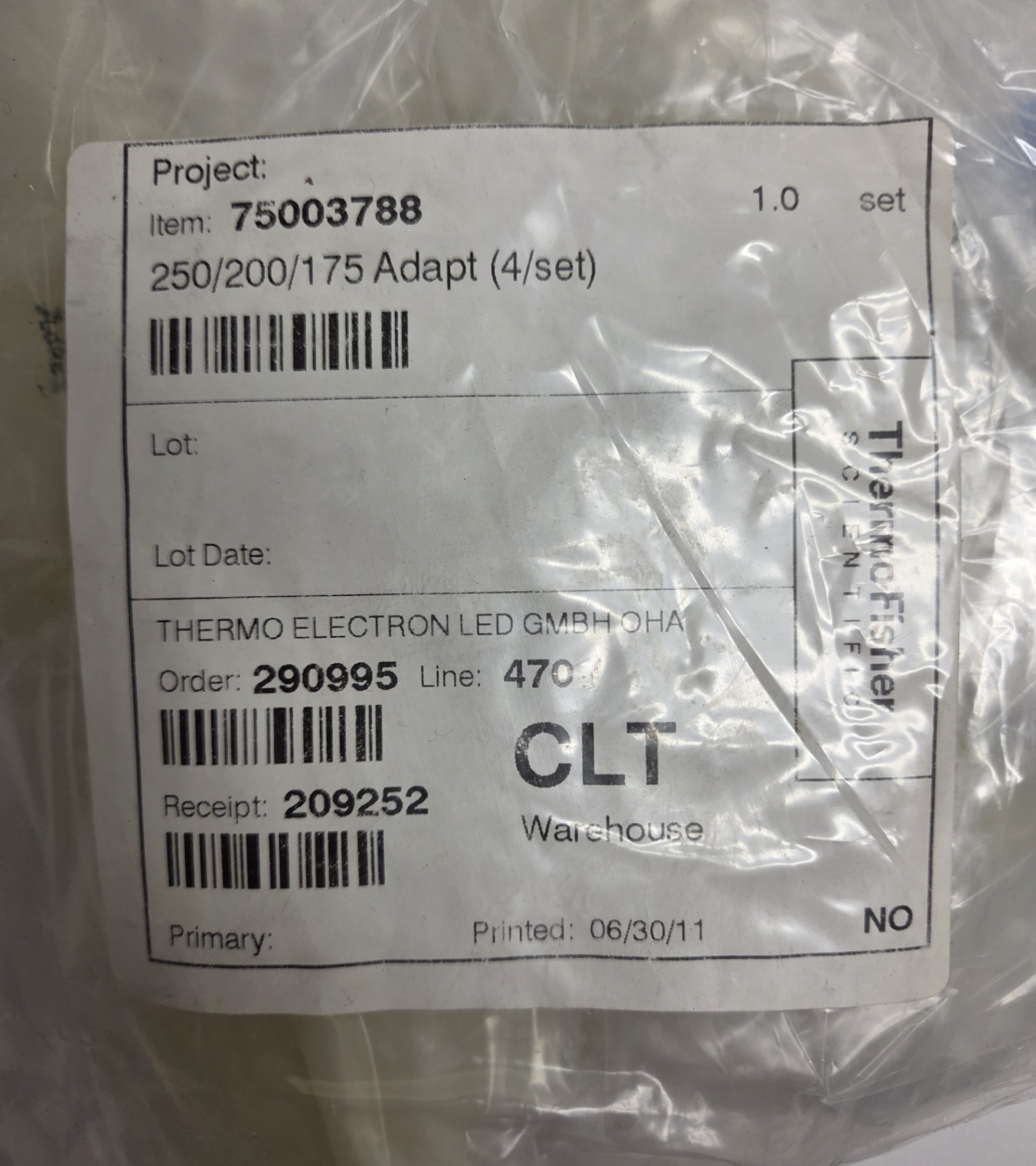 Thermo Scientific TX-400 Rotor Adapters for bottles Cat No 75003788 – 4 pack