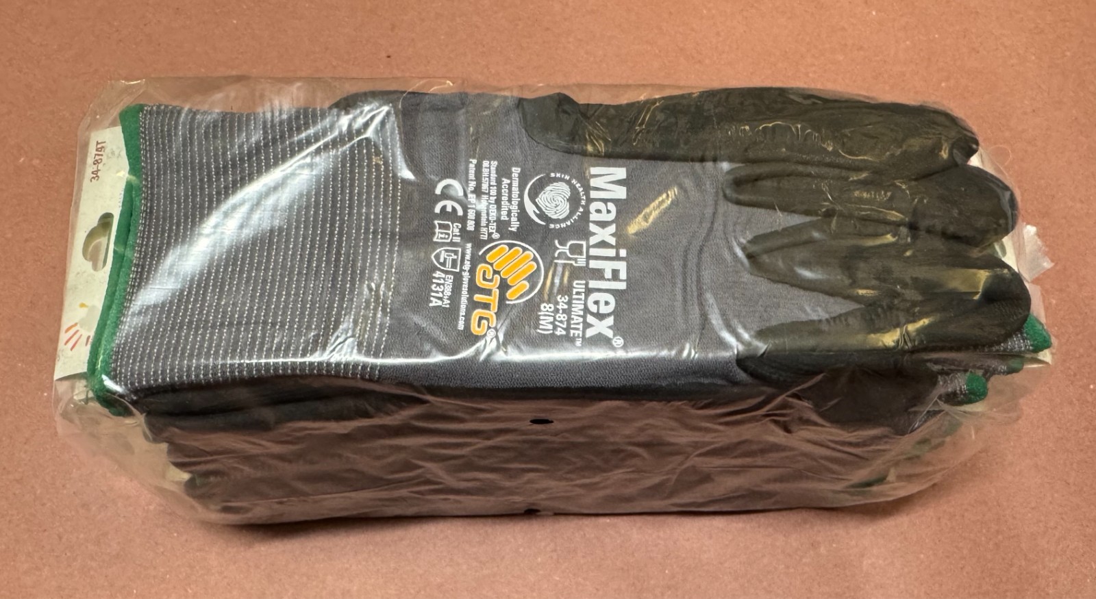 ⭐12 PAIRS MAXIFLEX 34-874T ULTIMATE NITRILE GRIP COATED WORK GLOVES SIZE 8 (M)⭐