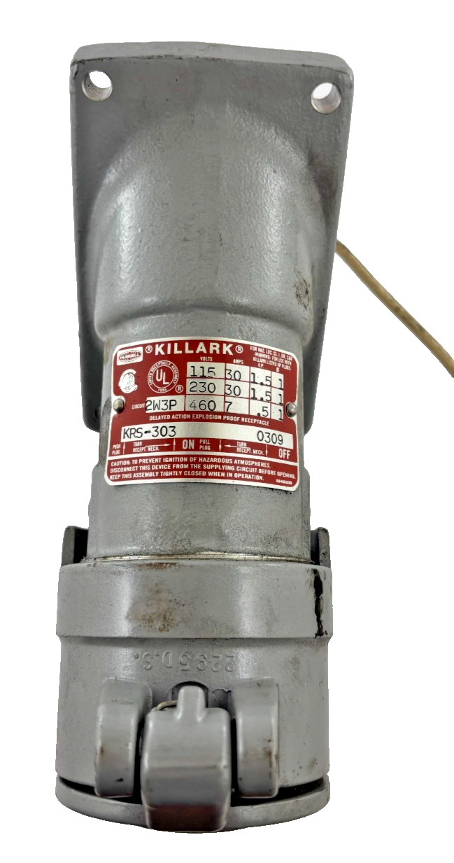 HUBBELL KILLARK KRS-303 RECEPTACLE 2 WIRE 3 POLE DELAYED ACTION EXPLOSION PROOF